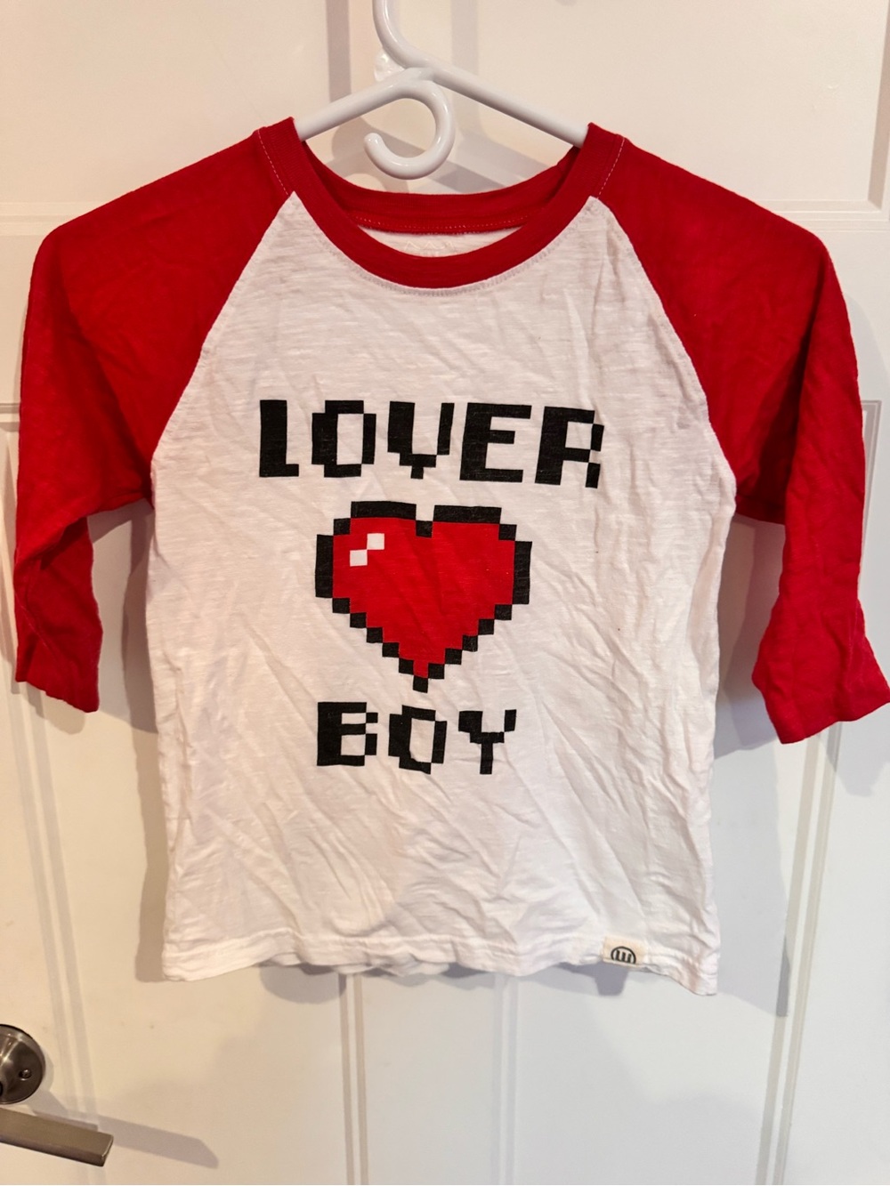 Lover Boy Red & White Raglan Kids Shirt by Wes and Willy